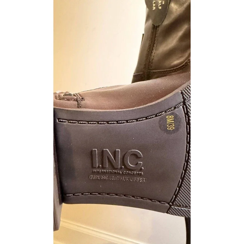 INC Fawne Boots 8M Chocolate Leather Knee‑High Riding Round Toe NIB msrp$189 - Picture 14 of 15
